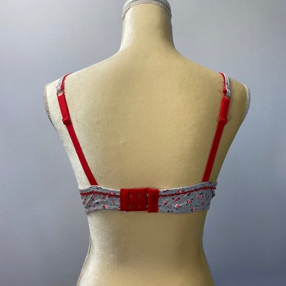 Binnys Pushup Bra Floral Grey & Red SZ 34C NWT - Picture 3 of 4